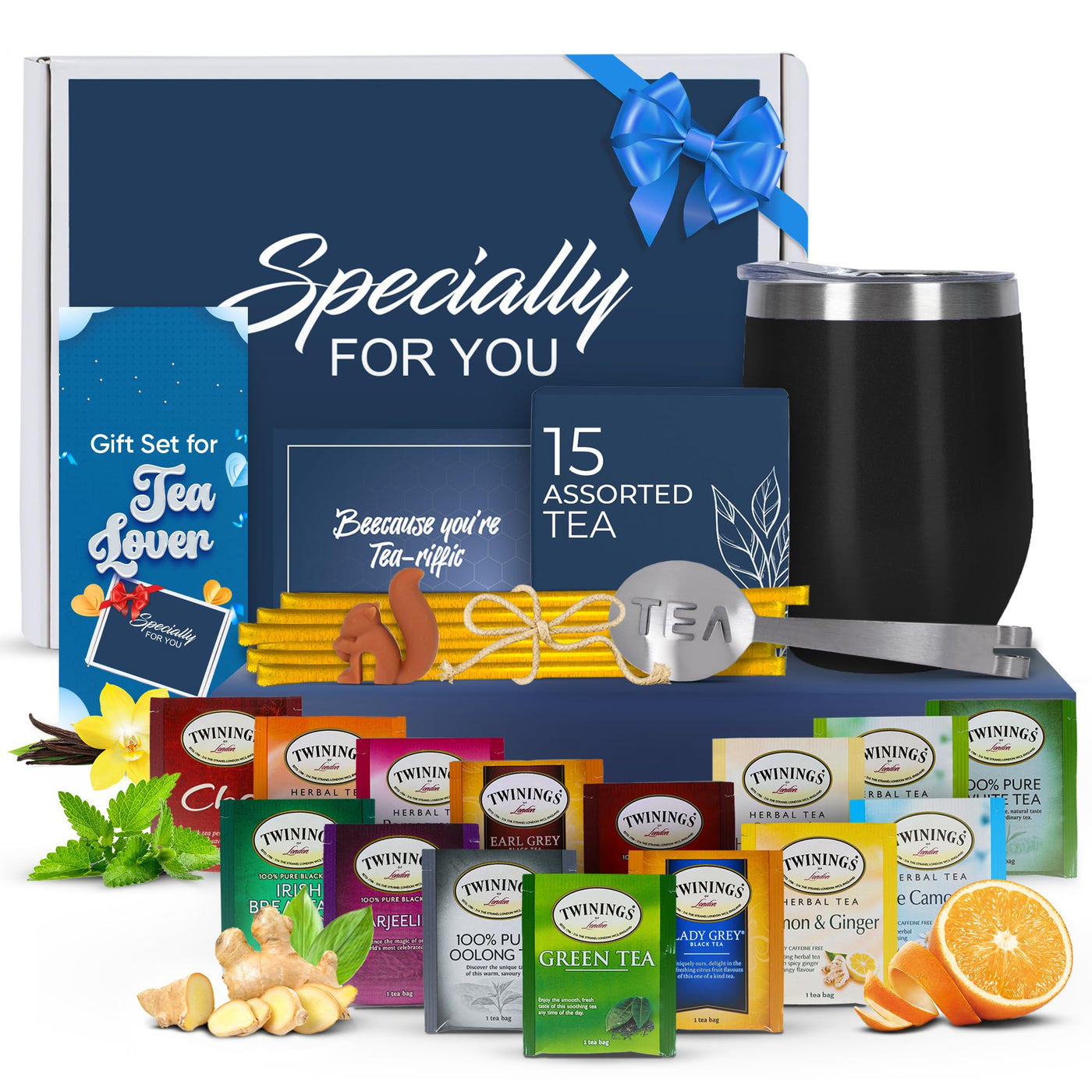 Modern Elegance Tea Tumbler Gift Set for Women, Teal