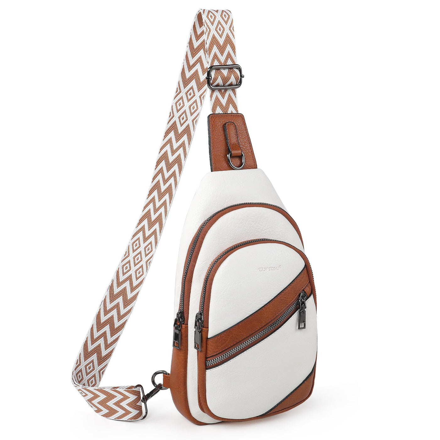 TANTOMI Sling Bag Crossbody Bags for Women Leather Cross Body Bag Trendy Fanny Pack Chest Travel Purse with Adjustable Strap
