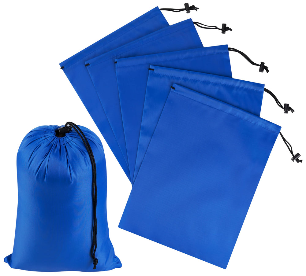 PALTERWEAR Drawstring Bag with Toggle - Nylon Cinch and Ditty Pouch - Six Pack (Black, 6 x 8 Inch, Set of 6)