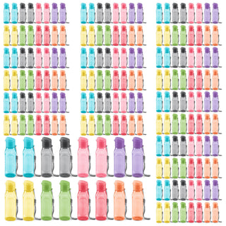 Bulk Set of 4 10oz Multicolor Water Bottles for Kids and Adults - Leak Proof With Carry Strap - Square Reusable for Juice, Drinks - BPA-Free Dishwasher-Safe