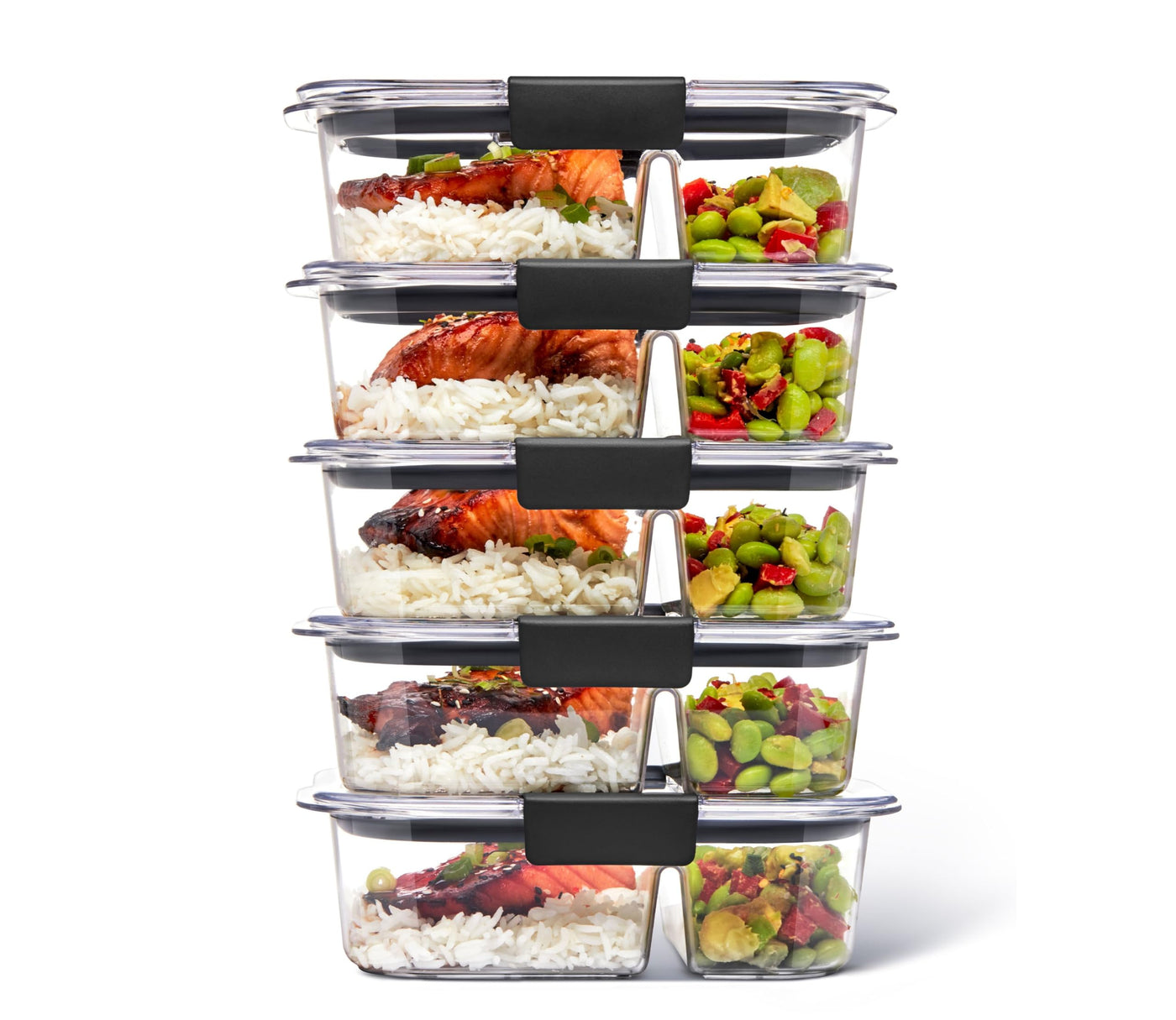 Rubbermaid Brilliance Tritan Plastic Food Storage Containers BPA Free Airtight Lids Ideal for Lunch Meal Prep & Leftovers Set of 5 (3.2 Cup)