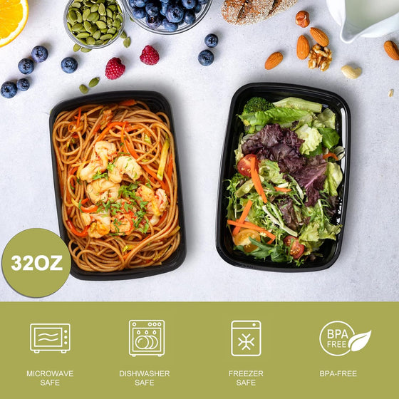 Ezalia 15 Pack- Meal Prep Containers 32oz, Plastic Food Prep Containers Reusable, Leakproof To Go Food Containers with Lids, BPA-Free, Microwave/Dishwasher/Freezer Safe - hover image