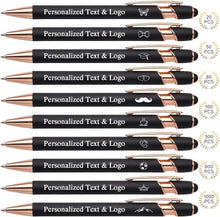 WNNNS Bulk Custom Pens Personalized with Name & Logo, Customized Engraved Pens, Black Ink Ballpoint with Stylus Tips, Office Employee Graduation Teacher Appreciation Gifts.