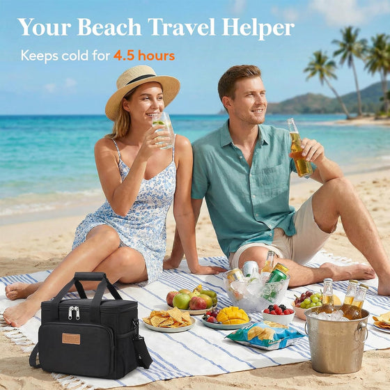 Lifewit Medium Lunch Bag, Insulated Lunch Box, Soft Cooler Cooling Tote for Adult Men Women, Black 12-Can (9L) - hover image