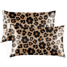 EXQ Home Silky Satin Pillowcase for Hair and Skin,Printed Pillow Cases Standard Size Set of 2 Satin Pillow Case 2 Pack with Envelope Closure(Ink Leaf, 20x26)