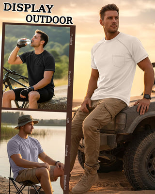 Neer 3 Pack Big and Tall Shirts for Men with Pocket XL-5XL Plus Size Crew Neck Raglan Short Sleeve Summer Casual T Shirts Tee