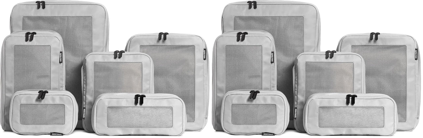 Aerotrunk Compression Packing Cubes for Travel - Luggage Organizer Bags - Double Zipper Packing Cubes for Suitcases (6-Pack, Beige)