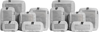 Aerotrunk Compression Packing Cubes for Travel - Luggage Organizer Bags - Double Zipper Packing Cubes for Suitcases (6-Pack, Beige)