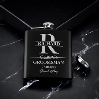 Set of 6, Groomsmen Gifts for Wedding | Personalized Groomsmen Flasks w/Optional Gift Box, Bachelor Party Team, 6 oz. Custom Engraved Hip Flasks for Best Man and Groomsman Proposal #3, Stainless Steel