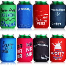 8 Pcs Insulated Neoprene Can Cooler Sleeves for Drink, Collapsible Beverages Drink Holders with Funny Quotes Beverage Cooler Sleeves Bulk for Soda Cans, Bottles, Bbqs, Party Favors (4.9 x 3.7 Inch)