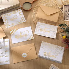 Fumete 48 Sets Welcome Cards Bulk with Kraft Envelopes and Stickers for Guest Employee Greeting Cards Assorted Paper for Birthday Business Wedding New Home Baby Shower(White)