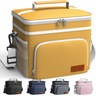 HOTOR Insulated Lunch Box for Men & Women - Leak-Proof Cooler Lunch Bag with 4 Pockets, Adjustable Strap, Ideal for Work, Picnic, Travel - Medium, Black, 10.2"×6.9"×8.5"