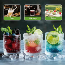 Hobnail Drinking Glasses Set of 8，Includes 12-ounce beer glasses and 10-ounce cocktail glasses.Kitchen Water Glass Cup,Bar Tumbler Glassware Set for Whiskey, Beer, Cocktail, Juice, Milk