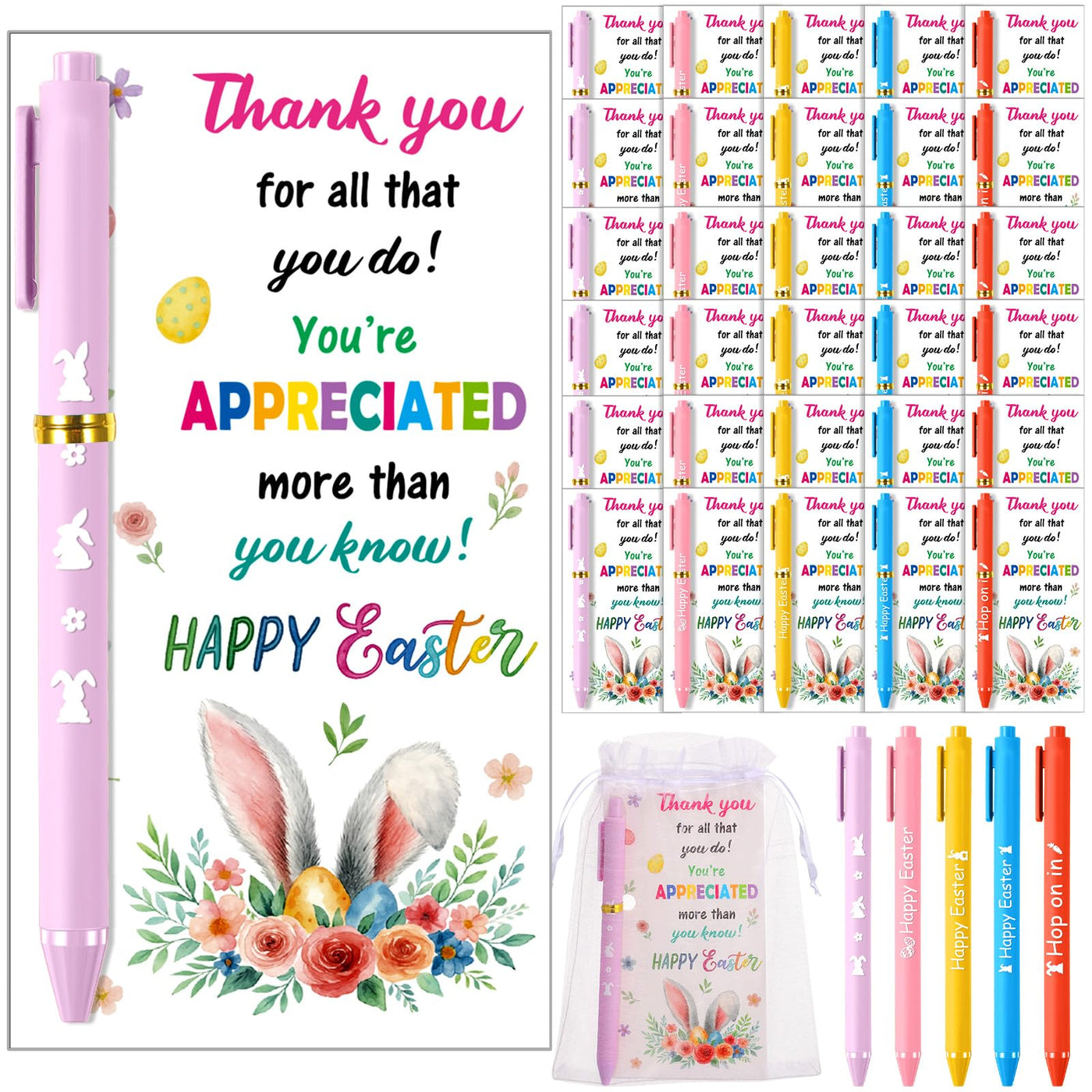 Marspark 30 Set Welcome Back to School Gifts Bulk Ballpoint Pens and Greeting Cards Set with Bags Twist Ties Composition First Day of School Gifts for Teacher Student Classroom Party Favors Supplies