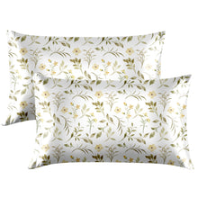 EXQ Home Silky Satin Pillowcase for Hair and Skin,Printed Pillow Cases Standard Size Set of 2 Satin Pillow Case 2 Pack with Envelope Closure(Ink Leaf, 20x26)