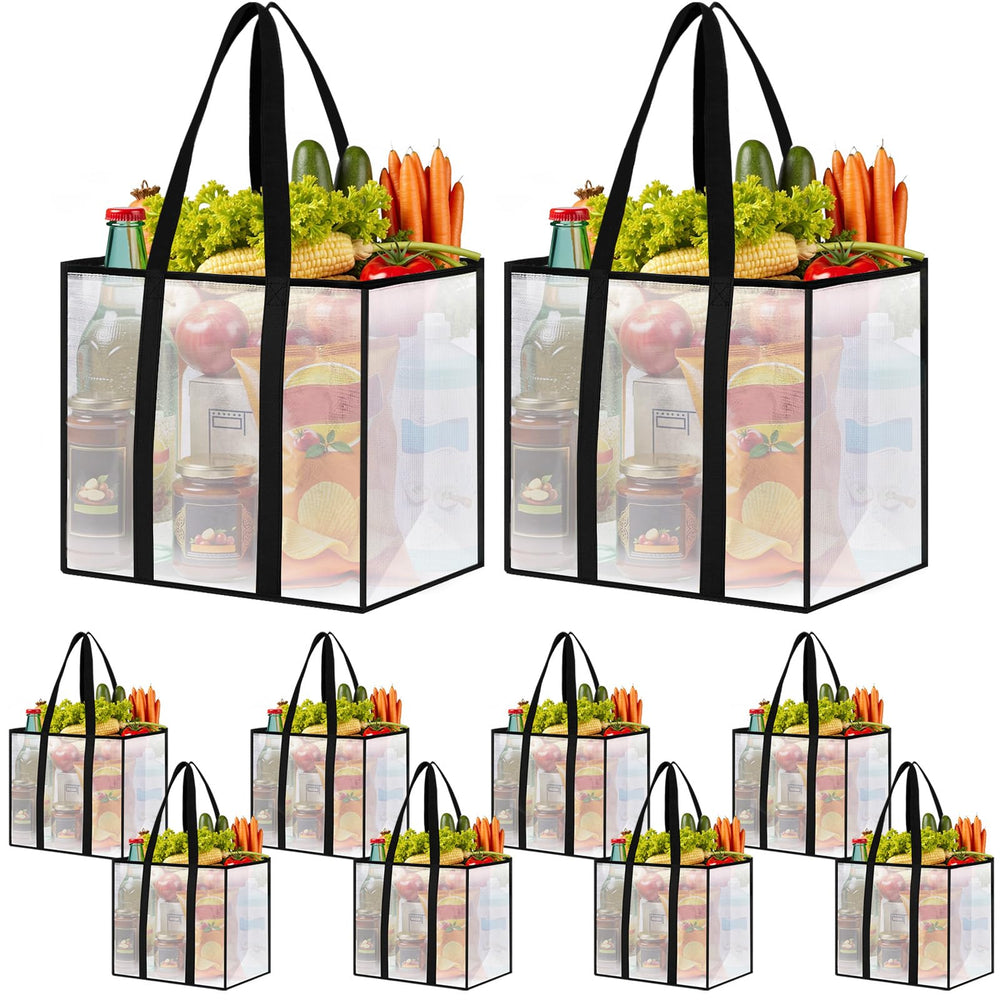4 Pack Reusable Grocery Bags, Heavy-Duty Shopping Bags with Sturdy Handles, Water-Resistant & Foldable Organizer, Shopping Bags for Groceries, Market, Car Trunk, Multi-Purpose, 33L