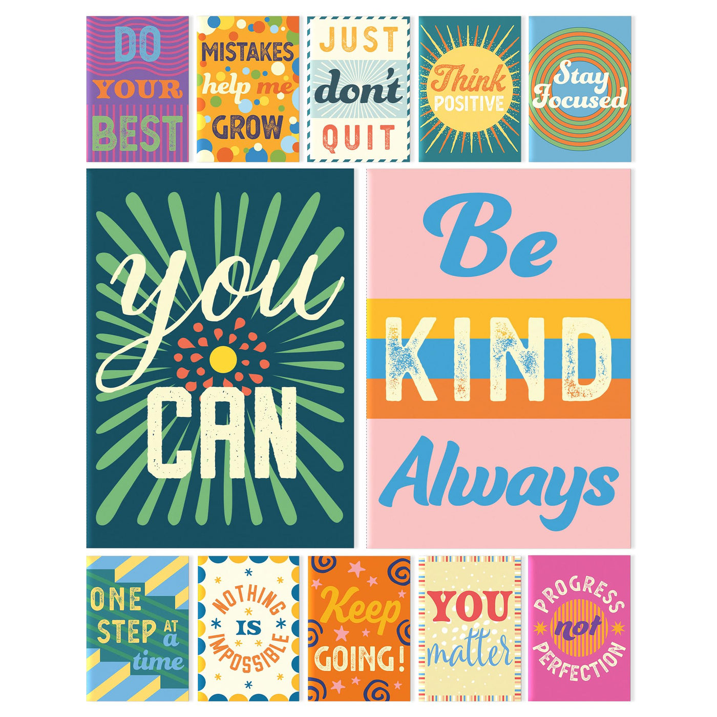 S&O Motivational Mini Notebooks Bulk Set w/ Unique Messages, 24 Inspirational journals for Kids -small pads, Tiny Journals for Children Set, Mini Decor Diaries Pack - 44 pages, 3.5” x 5”
