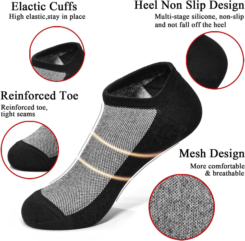 SkiBeaut Men Socks 4 or 8 Pairs No Show Low Cut Casual Athletic Running Cotton Invisible Socks US Size 6-12