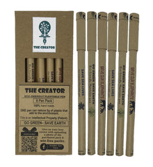 THE CREATOR The CREATOR - PLANTABLE Pens One pen reduces 6g of plastic added to the environment Go Green - Save Earth Give a gift that speaks to the Heart, Pack of (6), WILDLIFE Theme, Brown