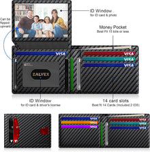 Wallet for Men Slim RFID Blocking Leather Credit Card Holder Wallet for 14 Cards, Bifold Minimalist Thin Wallet with 2 ID Windows & Cash Slot, Front Pockt Carteras Para Hombres, Birthday Gifts for Men