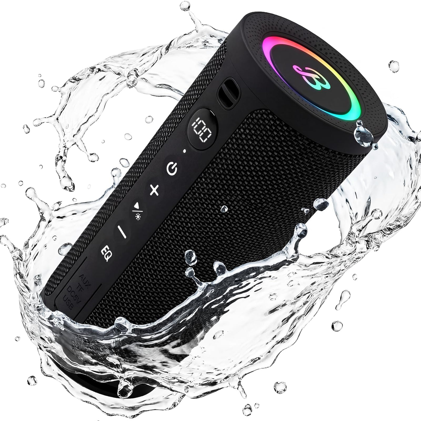 BassBloom Roar 3 Portable Bluetooth Speaker,20W Powerful Sound with JIKE Bass,IPX6 Waterproof,24H Playtime,Bluetooth 5.4,RGB Lights,Wireless TWS Pairing,Outdoor for Camping and Beach (Black)