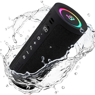 BassBloom Roar 3 Portable Bluetooth Speaker,20W Powerful Sound with JIKE Bass,IPX6 Waterproof,24H Playtime,Bluetooth 5.4,RGB Lights,Wireless TWS Pairing,Outdoor for Camping and Beach (Black)