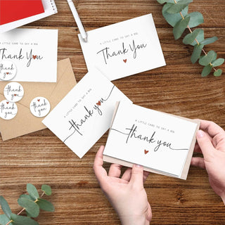 UnimaxPrint 52 Thank You Cards with Envelopes & Stickers (4 Designs), Minimalist 3x5” Thank You Notes for Teacher Appreciation, Weddings, Baby Showers & Small Business