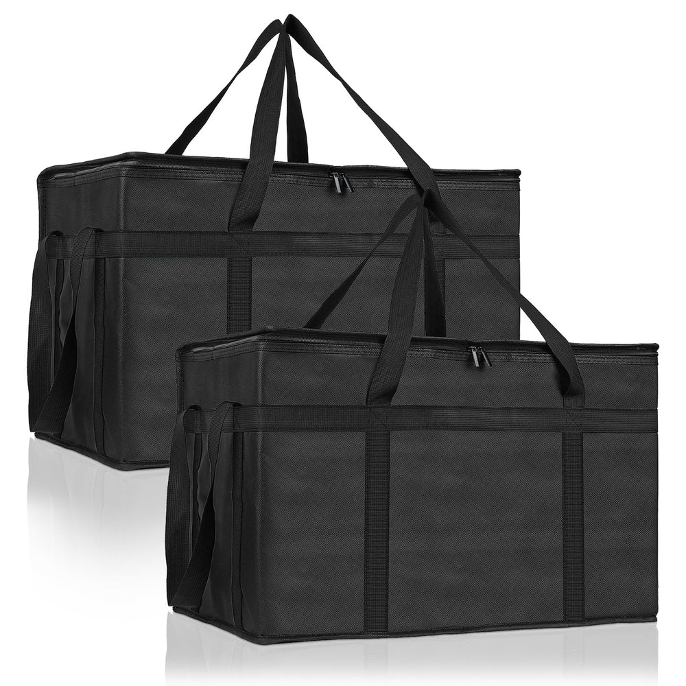 PEASUG Insulated Bags for Food Delivery, XXXL Pizza Delivery Bags, Large Capacity Cooler Bag Keep Food Warm for Grocery Shopping and Catering, Foldable, Heavy-Duty (Black)