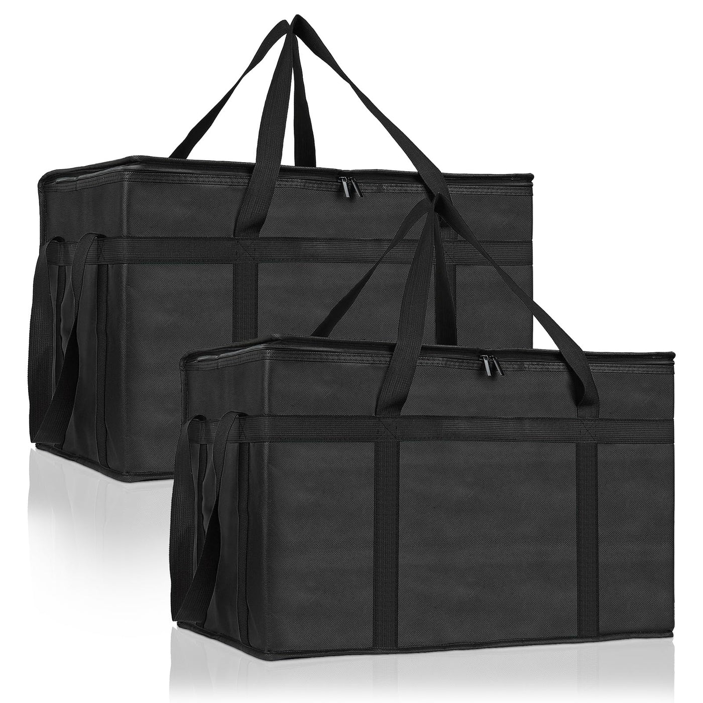 PEASUG Insulated Bags for Food Delivery, XXXL Pizza Delivery Bags, Large Capacity Cooler Bag Keep Food Warm for Grocery Shopping and Catering, Foldable, Heavy-Duty (Black)