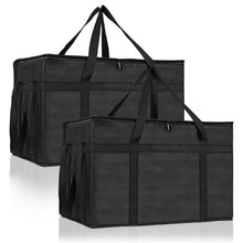 PEASUG Insulated Bags for Food Delivery, XXXL Pizza Delivery Bags, Large Capacity Cooler Bag Keep Food Warm for Grocery Shopping and Catering, Foldable, Heavy-Duty (Black)