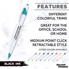 DISCOUNT PROMOS Personalized Ballpoint Pens Bulk Pack of 4-5,000 counts Black Ink, Slim & Curvy Design, Retractable, Ideal for Office, Corporate Merchandise, Tradeshows- Teal
