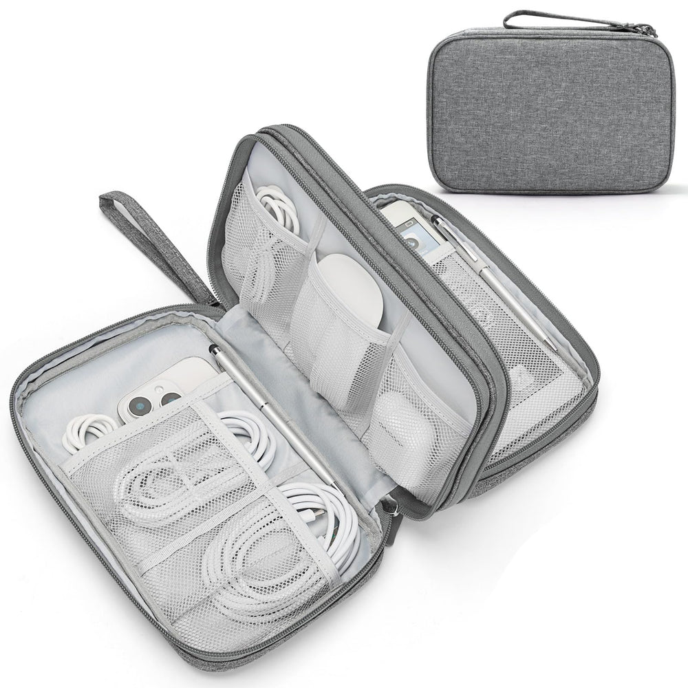 FYY Travel Cable Organizer Pouch Electronic Accessories Carry Case Portable Waterproof Double Layers All-in-One Storage Bag for Cord, Charger, Phone, Earphone Black