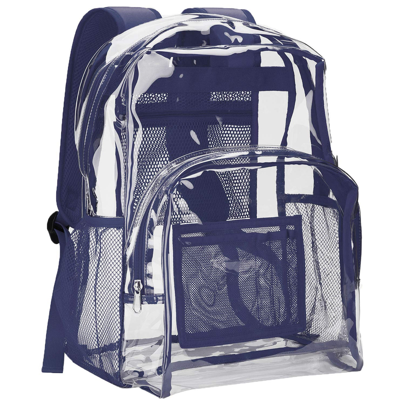 Vorspack Clear Backpack Heavy Duty PVC Transparent Backpack with Reinforced Strap Stitches & Large Capacity for College Workplace Security - Black