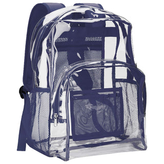 Vorspack Clear Backpack Heavy Duty PVC Transparent Backpack with Reinforced Strap Stitches & Large Capacity for College Workplace Security - Black