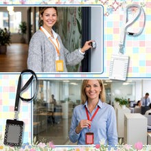 Harloon 6 Pcs Teacher ID Badge Holder with Lanyard Back to School Teacher Gifts Bulk PU Cute Composition Notebook Pencil Crayon Apple ID Badge Holder for First Day of School Stuff Office Gifts Decor