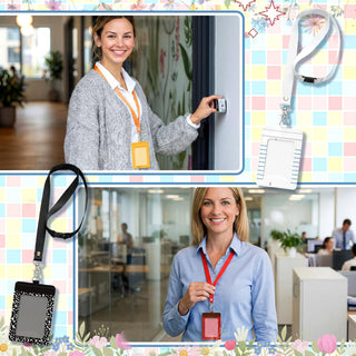 Harloon 6 Pcs Teacher ID Badge Holder with Lanyard Back to School Teacher Gifts Bulk PU Cute Composition Notebook Pencil Crayon Apple ID Badge Holder for First Day of School Stuff Office Gifts Decor