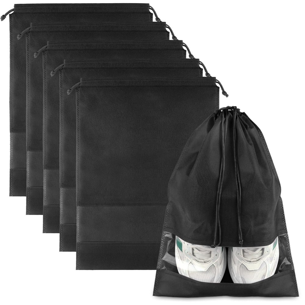 COIDEA, Waterproof Travel Drawstring Shoe Bags for Packing, Storage, Travel Essentials for Men and Women, 15.7 x 11.8 inches, Clear, 5 pieces