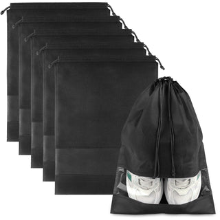 COIDEA, Waterproof Travel Drawstring Shoe Bags for Packing, Storage, Travel Essentials for Men and Women, 15.7 x 11.8 inches, Clear, 5 pieces