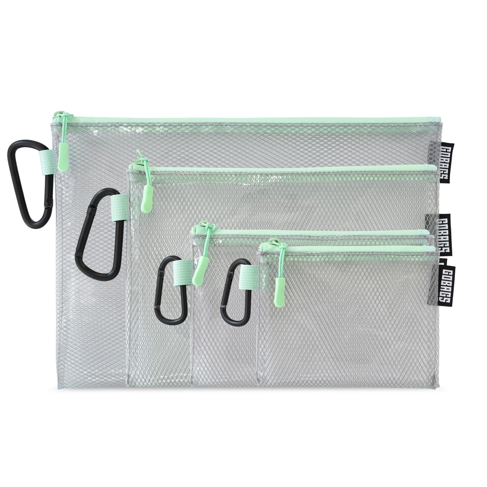 GOBAGS Air Production Multi‑Size Clear Zipper Pouch (4‑Pack) – Cable Organizer & Travel Gear Bag for Electronics, Camera Accessories, Tool Pouch & Small Tech Storage