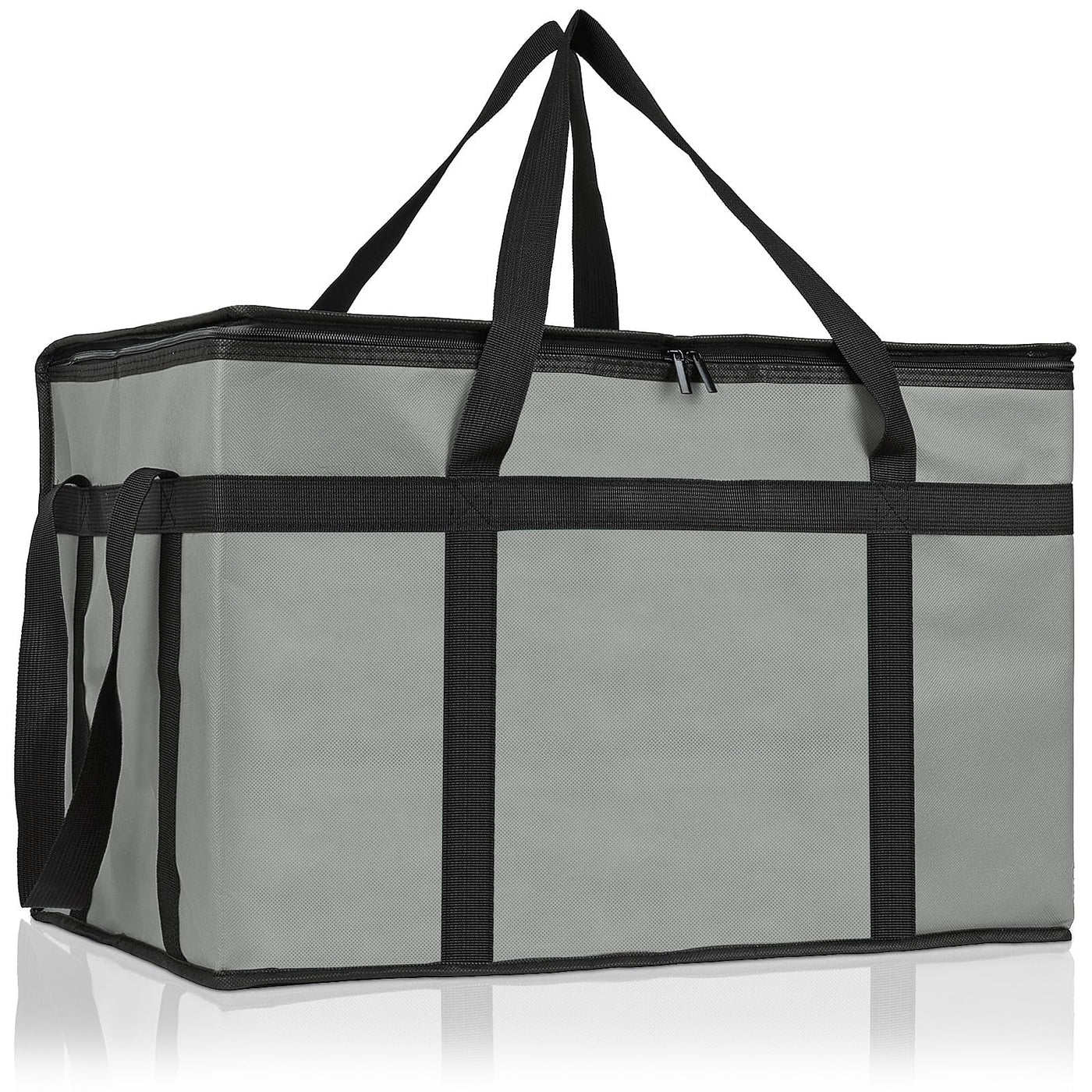 PEASUG Insulated Bags for Food Delivery, XXXL Pizza Delivery Bags, Large Capacity Cooler Bag Keep Food Warm for Grocery Shopping and Catering, Foldable, Heavy-Duty (Black)