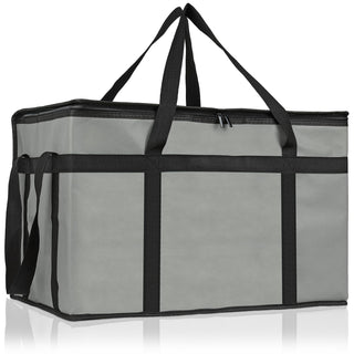 PEASUG Insulated Bags for Food Delivery, XXXL Pizza Delivery Bags, Large Capacity Cooler Bag Keep Food Warm for Grocery Shopping and Catering, Foldable, Heavy-Duty (Black)