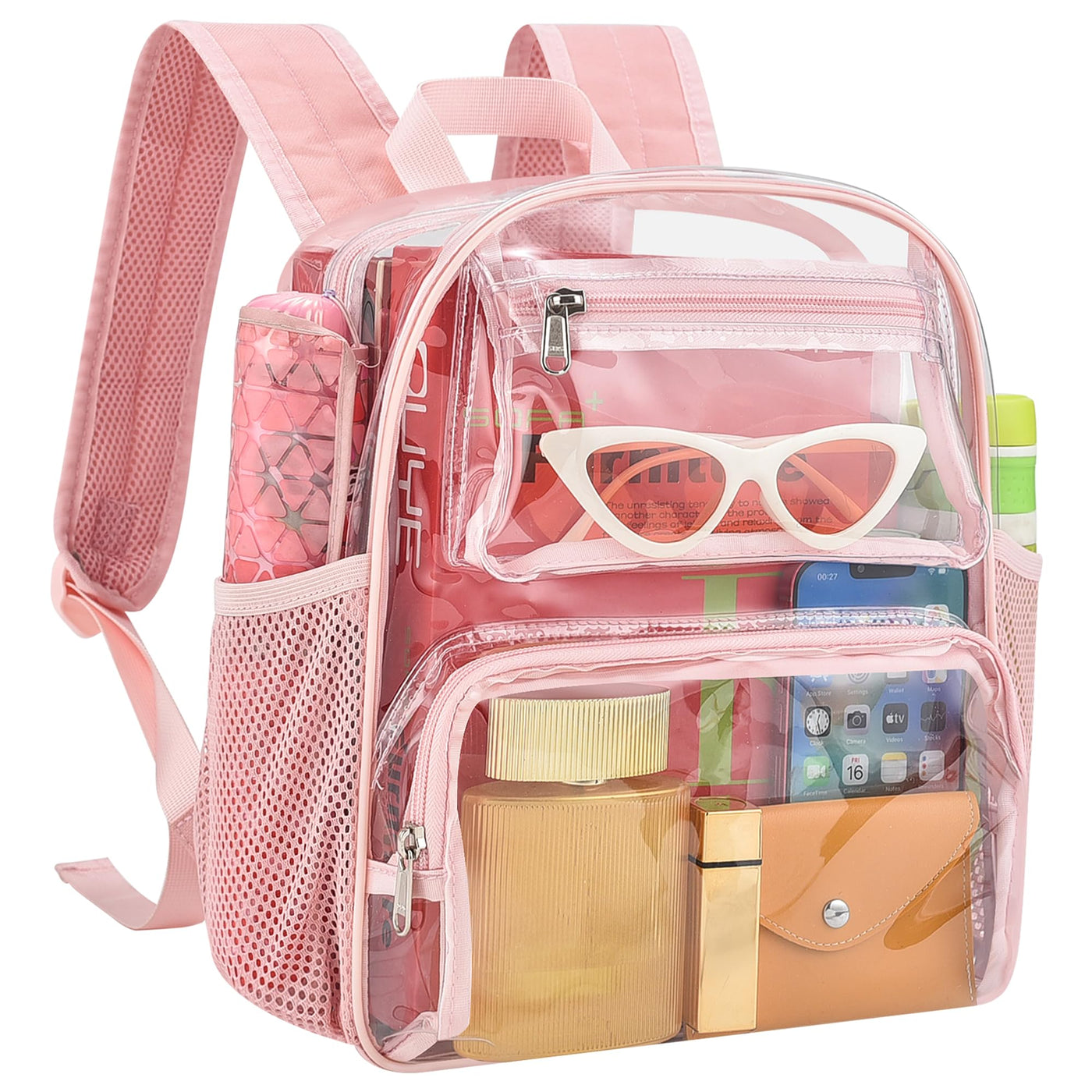 MAY TREE Clear Backpack Stadium Approved for Women and Men, Clear Bag for Stadium Events, Transparent bag for Concert Sporting Festival, Black