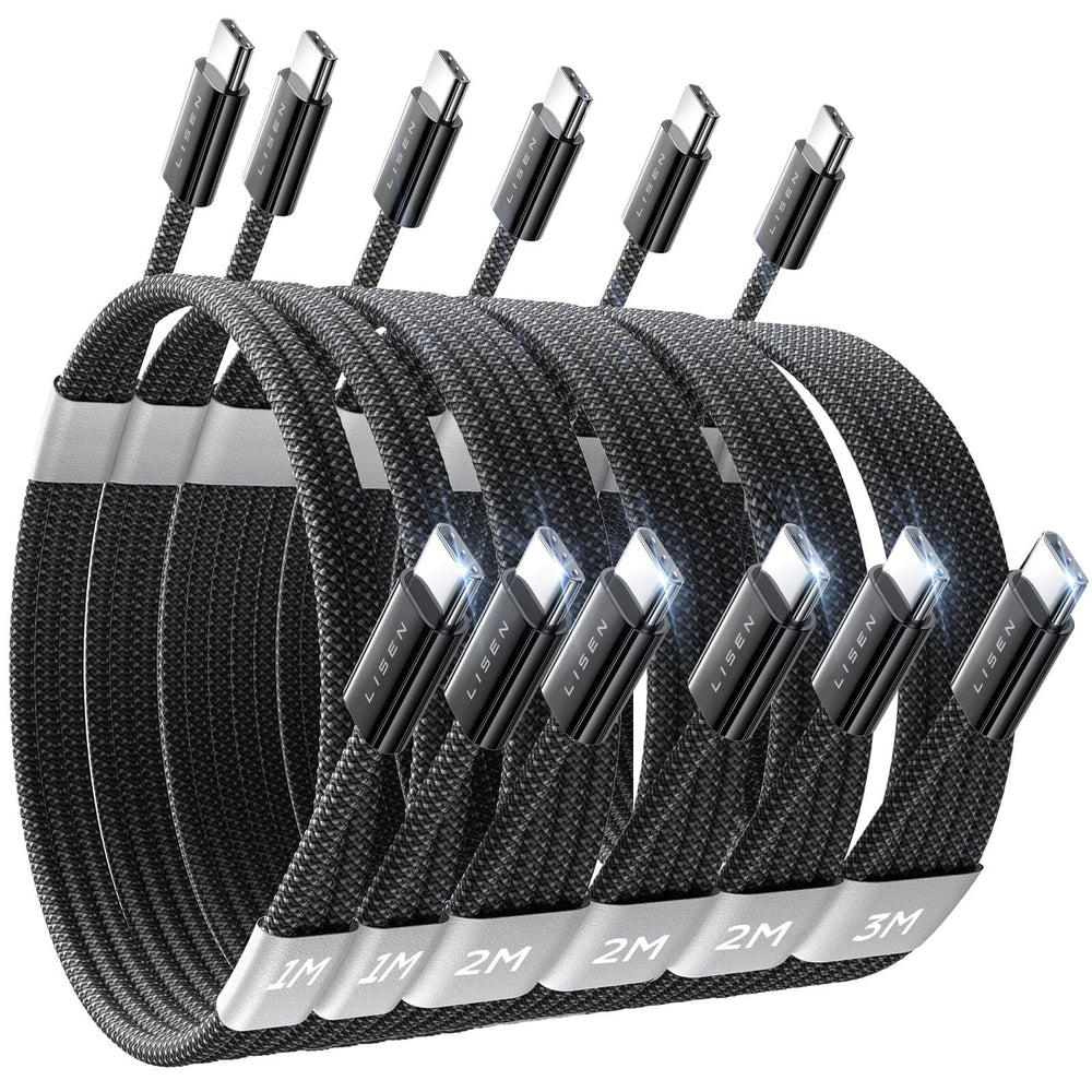 LISEN USB C to USB C Cable, 5-Pack [3.3/3.3/6.6/6.6/10FT] for iPhone 17 Charger Cord, 60W C to C Cable Fast Charging for iPad, iPhone 16 15 Pro Max, Galaxy S25/S24 USBC to USBC Cable Gifts for Men