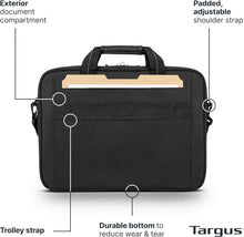 Targus 15-16 Inch Slim Lightweight Laptop Briefcase, Black - Messenger and Shoulder Bag with Padded Compartment and Trolley Strap for 16" Laptops (TCT027US)
