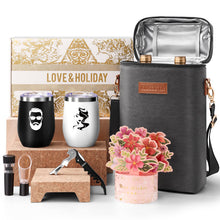 Mr and Mrs Gifts for Couples, Wedding Anniversary Set with Custom Wine Tumblers & Tote, Wine Lovers Gifts for Him Her, Birthday, Mothers Day, Vow Renewal (Great Day-Have a Nice Day)