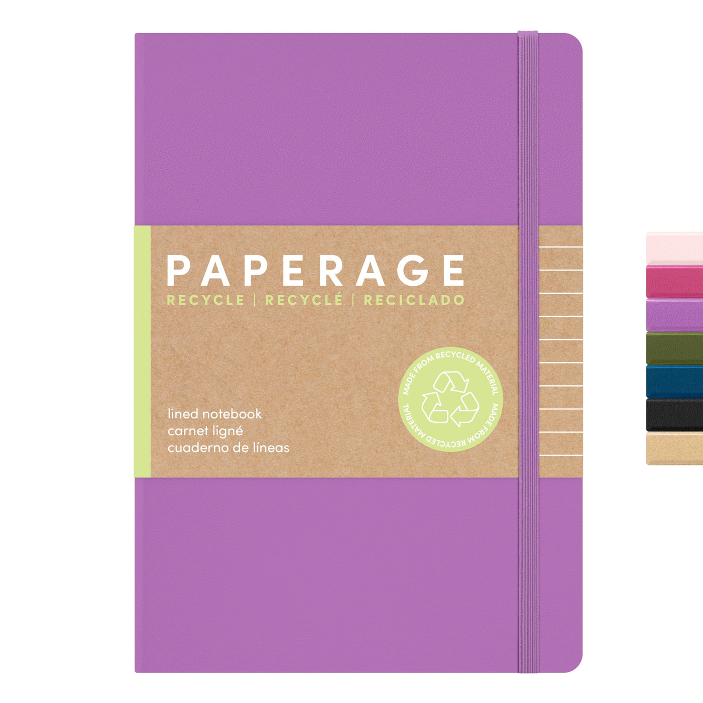 PAPERAGE Recycled Lined Journal Notebook, (Kraft), 160 Pages, Medium 5.6 in x 8 in - 100 GSM Thick Paper – College Ruled, Hardcover Journaling Notebook for Work, School & Note Taking