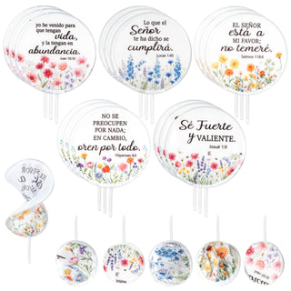 R HORSE 50Pcs Christian Church Folding Fan, Religious Flower Collapsible Handheld Hand Fan for Church Service, Christian Festival Decor Wedding Home Decoration Party Favors Summer Gift for Women Girl