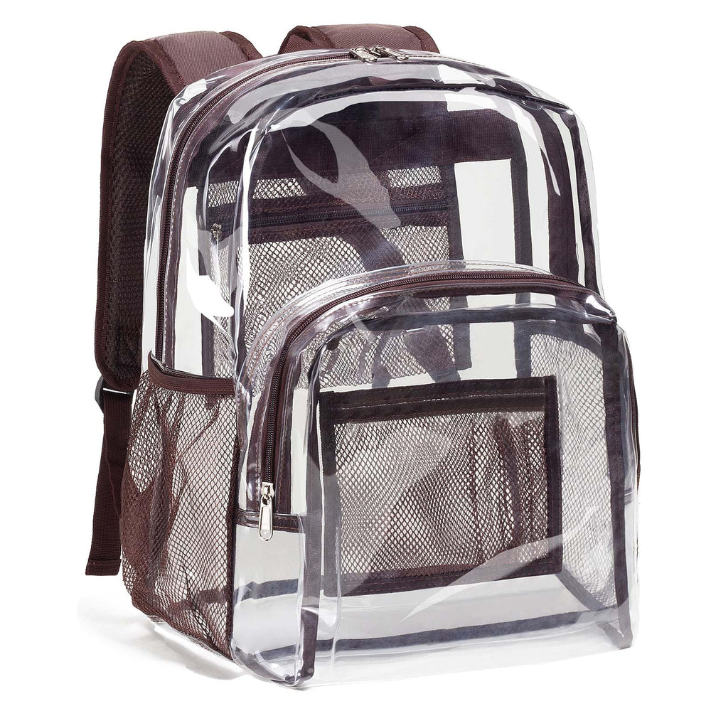 Vorspack Clear Backpack Heavy Duty PVC Transparent Backpack with Reinforced Strap Stitches & Large Capacity for College Workplace Security - Black