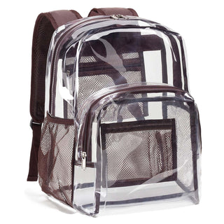 Vorspack Clear Backpack Heavy Duty PVC Transparent Backpack with Reinforced Strap Stitches & Large Capacity for College Workplace Security - Black