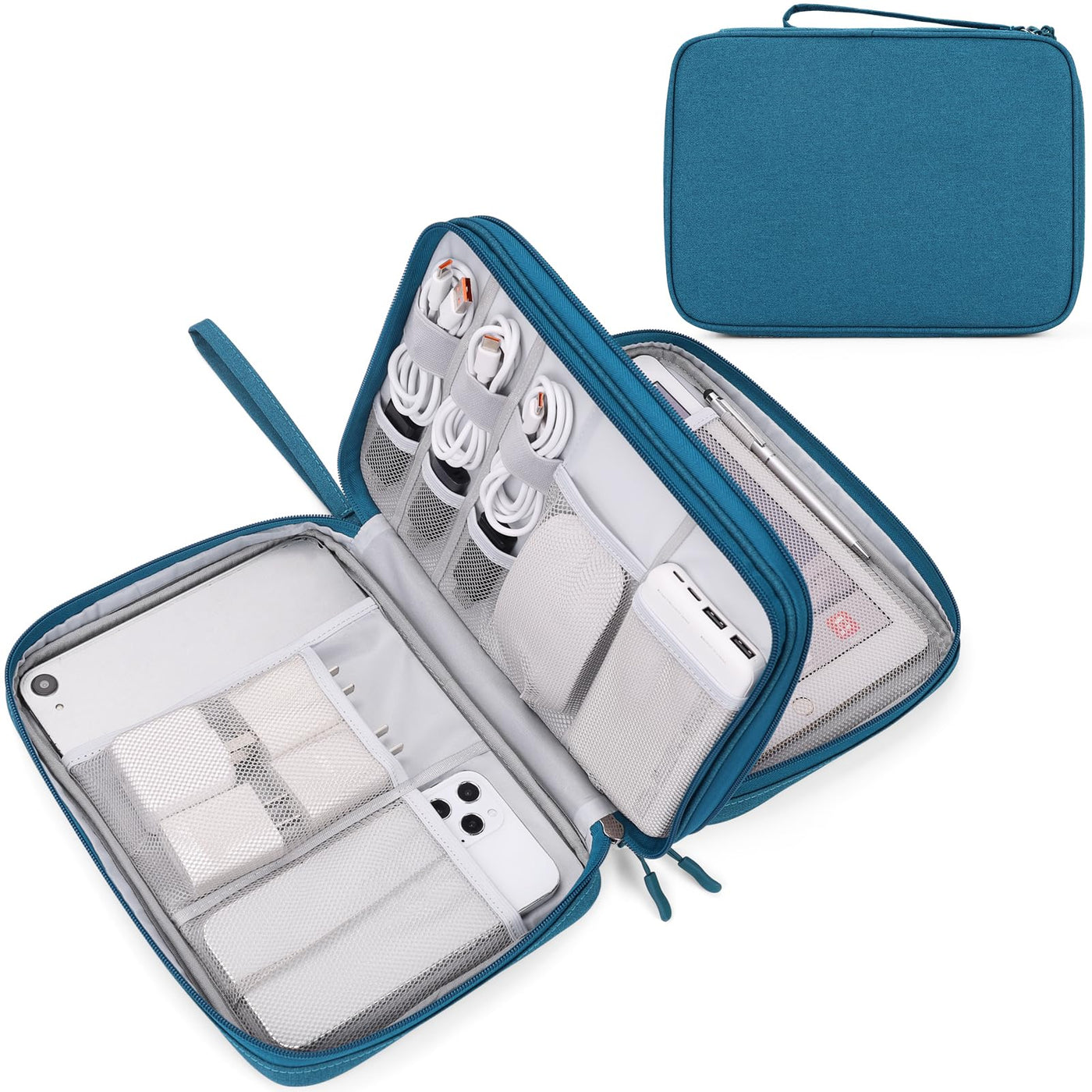FYY Travel Cable Organizer Pouch Electronic Accessories Carry Case Portable Waterproof Double Layers All-in-One Storage Bag for Cord, Charger, Phone, Earphone Black